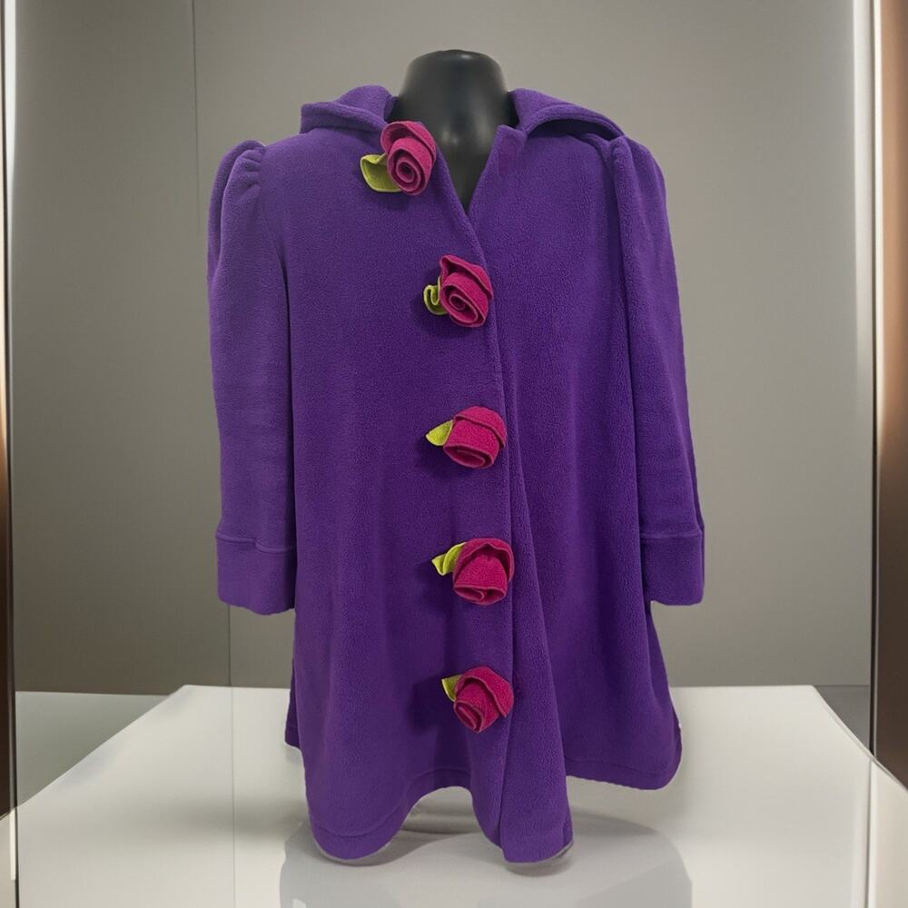 VTG 80s-90s Rose Art To Wear Peacoat Jacket Ali Mac Hood A Line Lounge Soft M